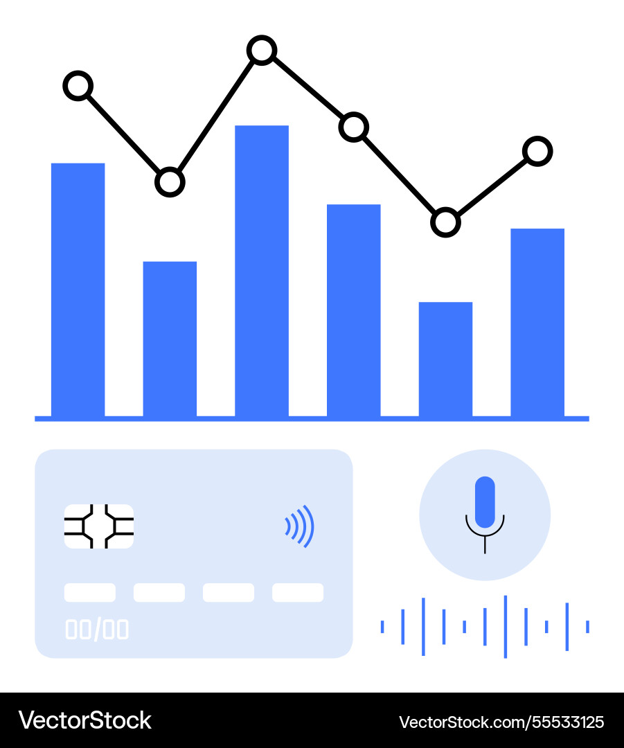 Data analysis bar graph with line chart credit Data analysis bar graph with line chart credit vector image
