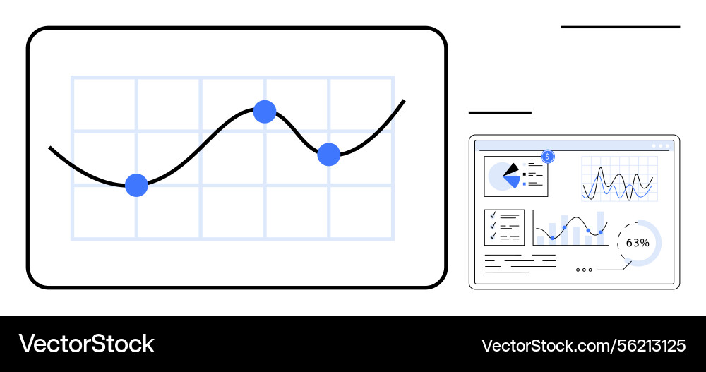 Datenvisualisierung mit Liniendiagramm und Analytik Datenvisualisierung mit Liniendiagramm und Analytik Vektorbild