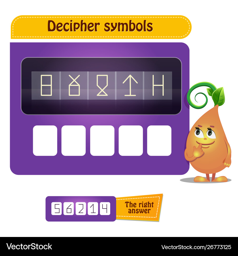 Decipher symbols visual game Decipher symbols visual game vector image