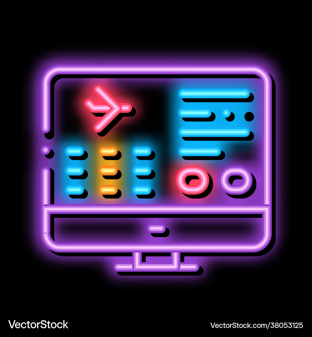 Fluginformationen webseite neon glow icon Fluginformationen webseite neon glow icon vektorbild