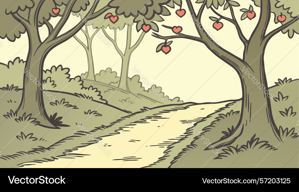 Forest path with autumn trees design generative vector image