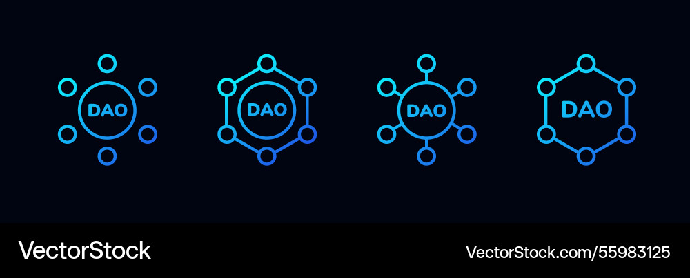 Four circular and hexagonal network logos vector image