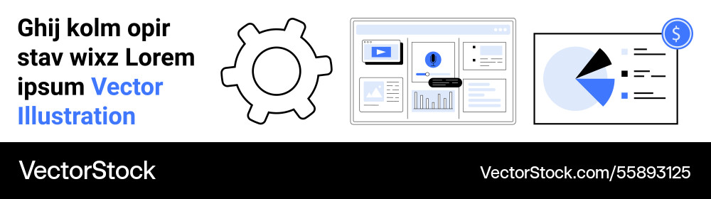 Gear web interface screens and analytics chart Gear web interface screens and analytics chart vector image