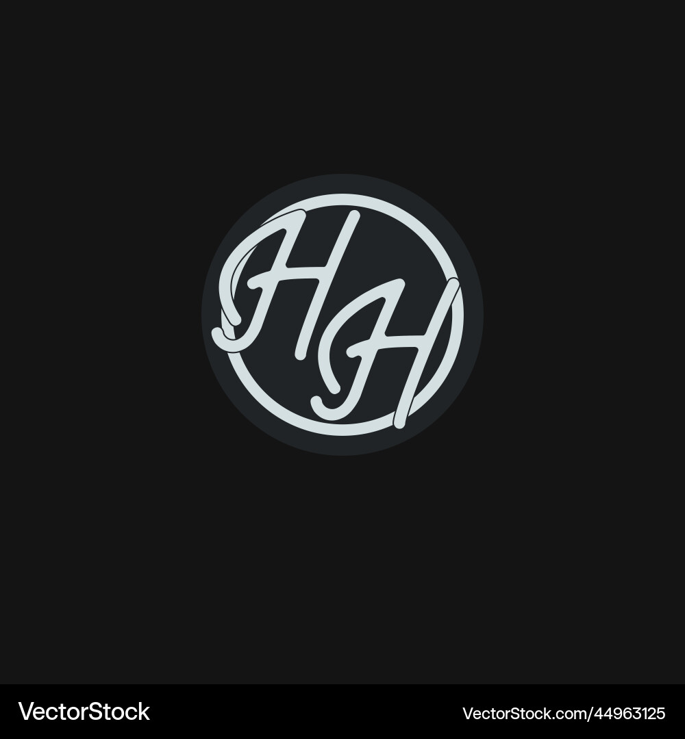Initials hh logo monogram with simple circle line Initials hh logo monogram with simple circle line Vector Image