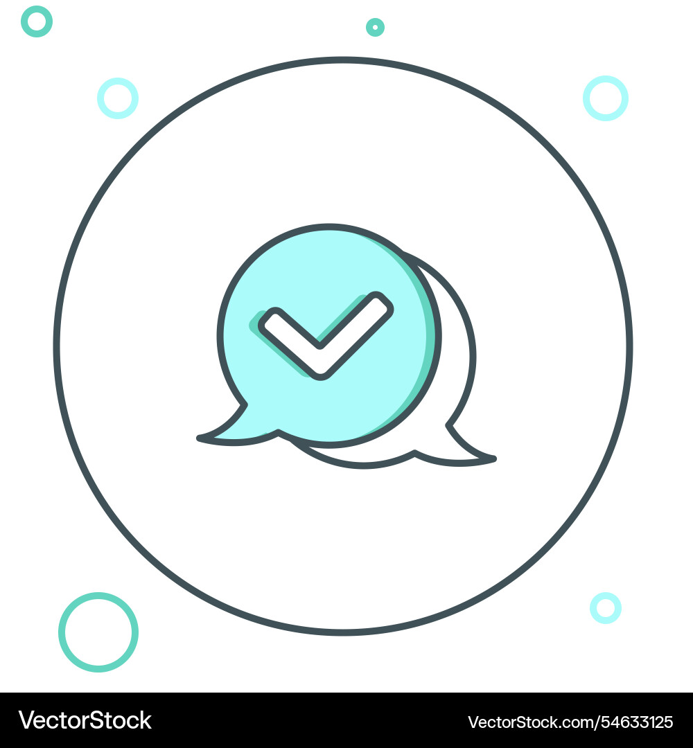 Line check mark in speech bubble icon isolated Line check mark in speech bubble icon isolated vector image