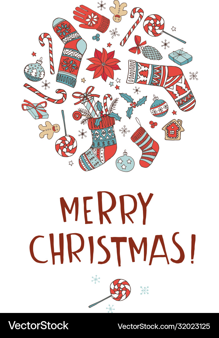 Merry christmas doodle greeting card background Merry christmas doodle greeting card background vector image