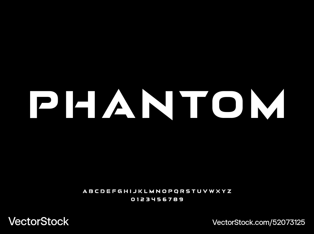 Phantom Display Font - Futuristic Alphabet vector image