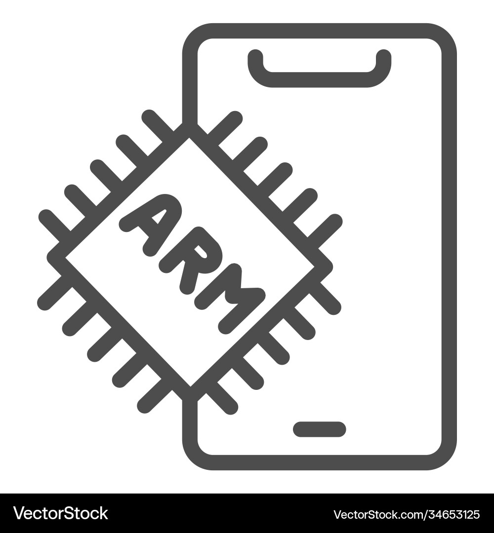 Processor and smartphone line icon vector image