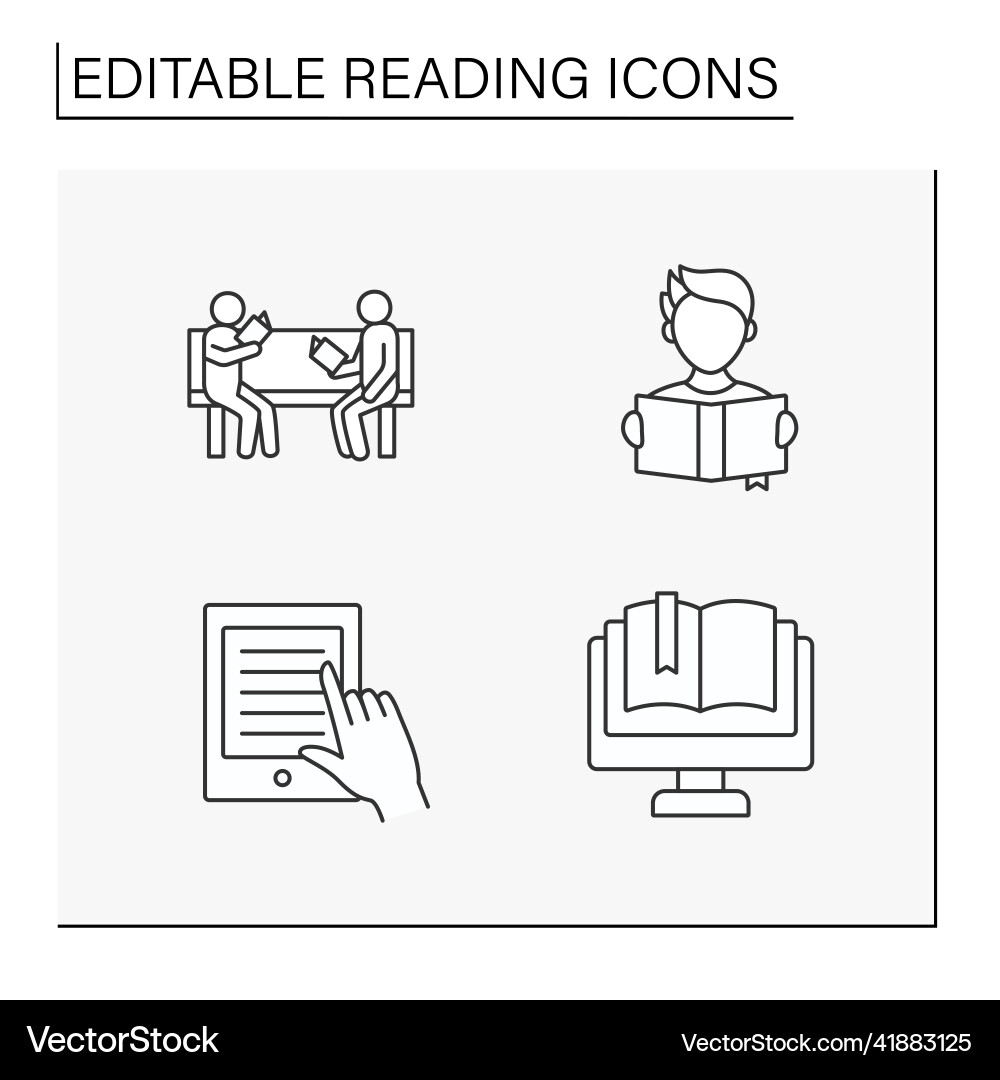 Reading line icons set Reading line icons set vector image