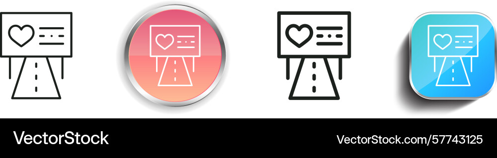 Road icon thin linear regular and button style Road icon thin linear regular and button style vector image