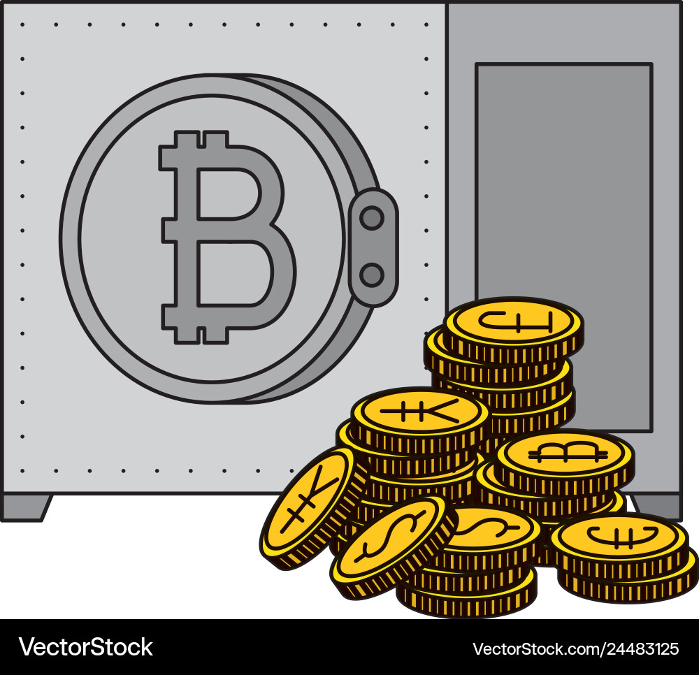 Safe box with bitcoin symbol Safe box with bitcoin symbol Vector Image