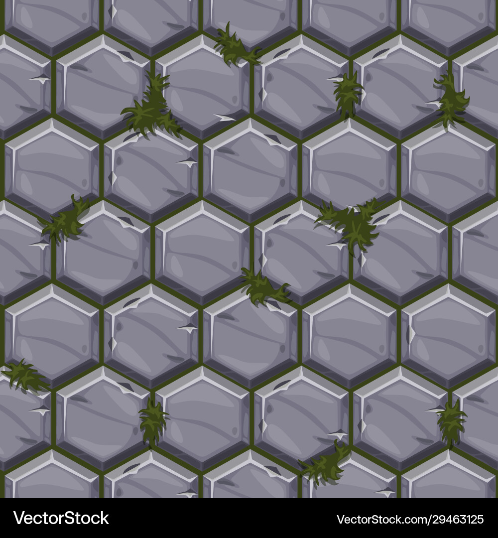 Seamless pattern texture hexagonal stone tiles vector image