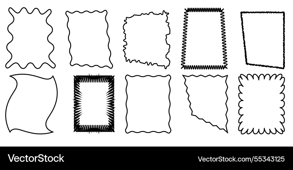 Set of jagged line rectangle forms isolated Set of jagged line rectangle forms isolated vector image