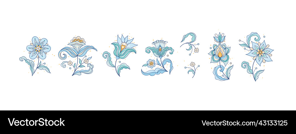 Set with floral elements flower vignettes border Set with floral elements flower vignettes border vector image