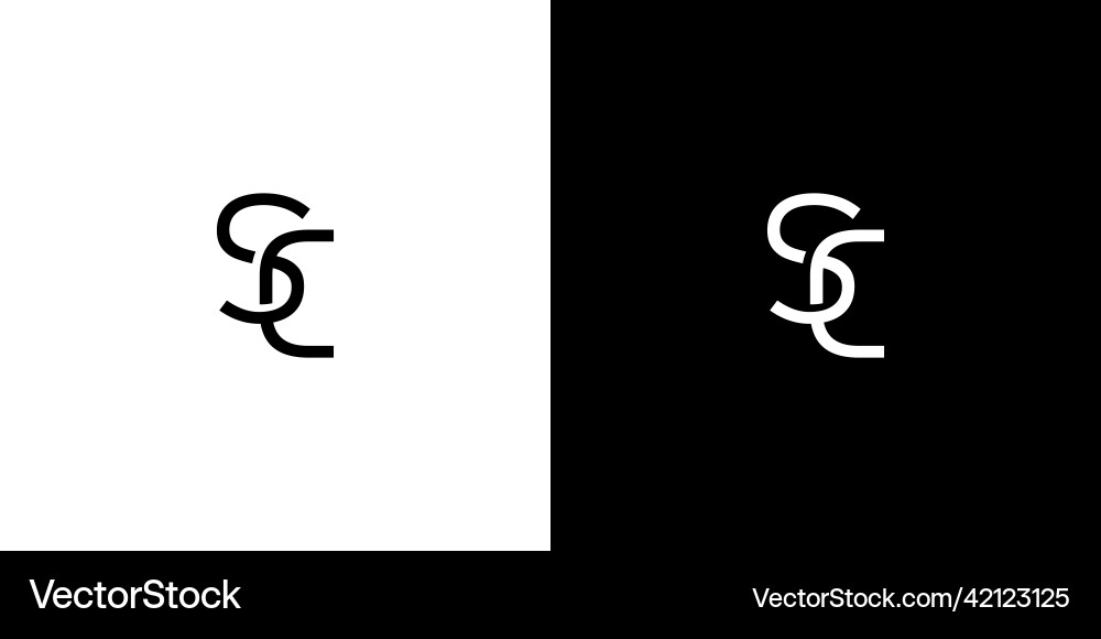 Simple and unique letter sc initials logo design vector image