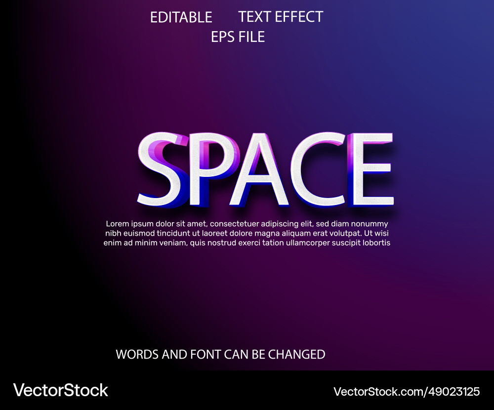 Space orbit text effect font editable typography vector image