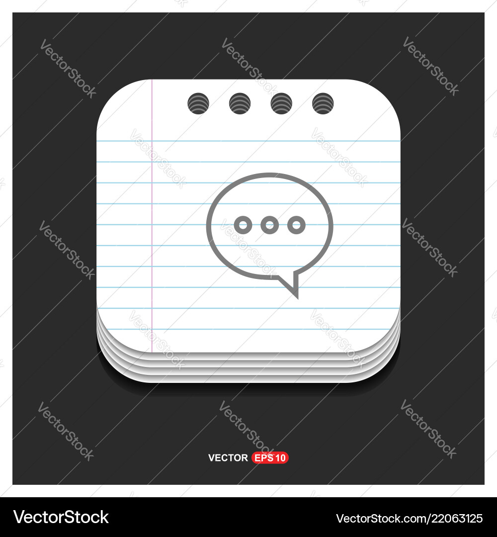 Speech bubble icon gray on notepad style vector image
