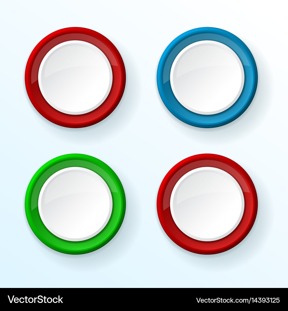 White push buttons with colored frames vector image