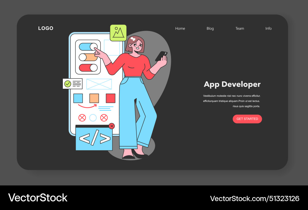 An app developer taps into technology to create An app developer taps into technology to create vector image