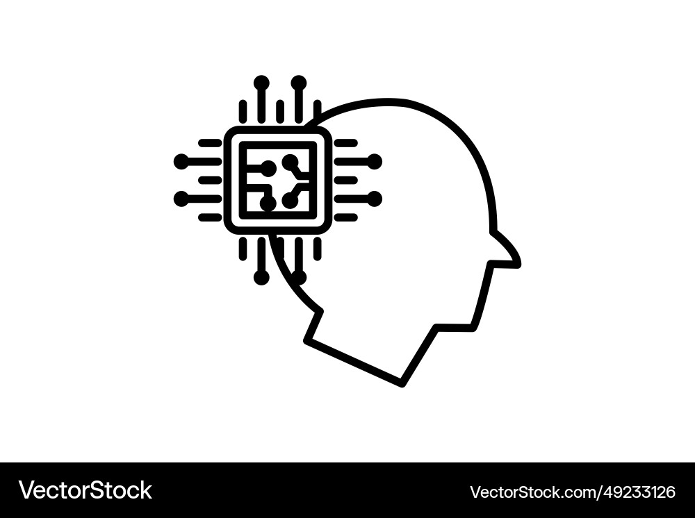 Artificial intelligence icon head and cpu Artificial intelligence icon head and cpu vector image