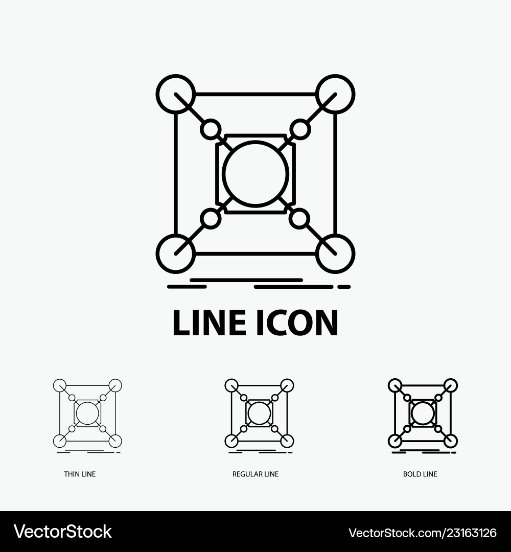 Base center connection data hub icon in thin Base center connection data hub icon in thin vector image