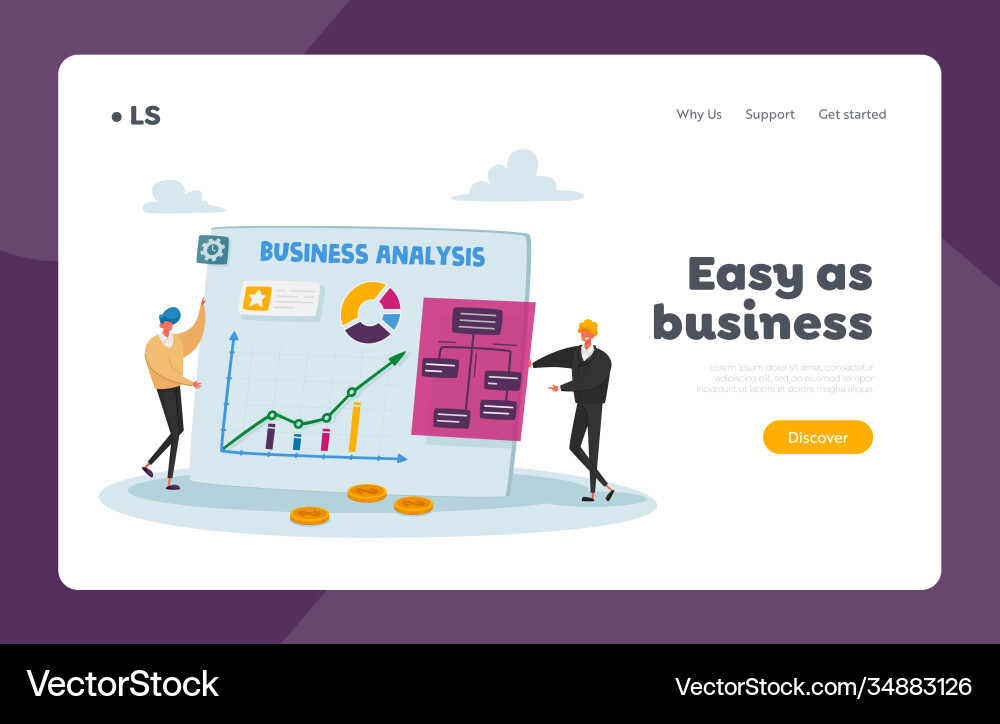 Data analysis project management landing page Data analysis project management landing page vector image