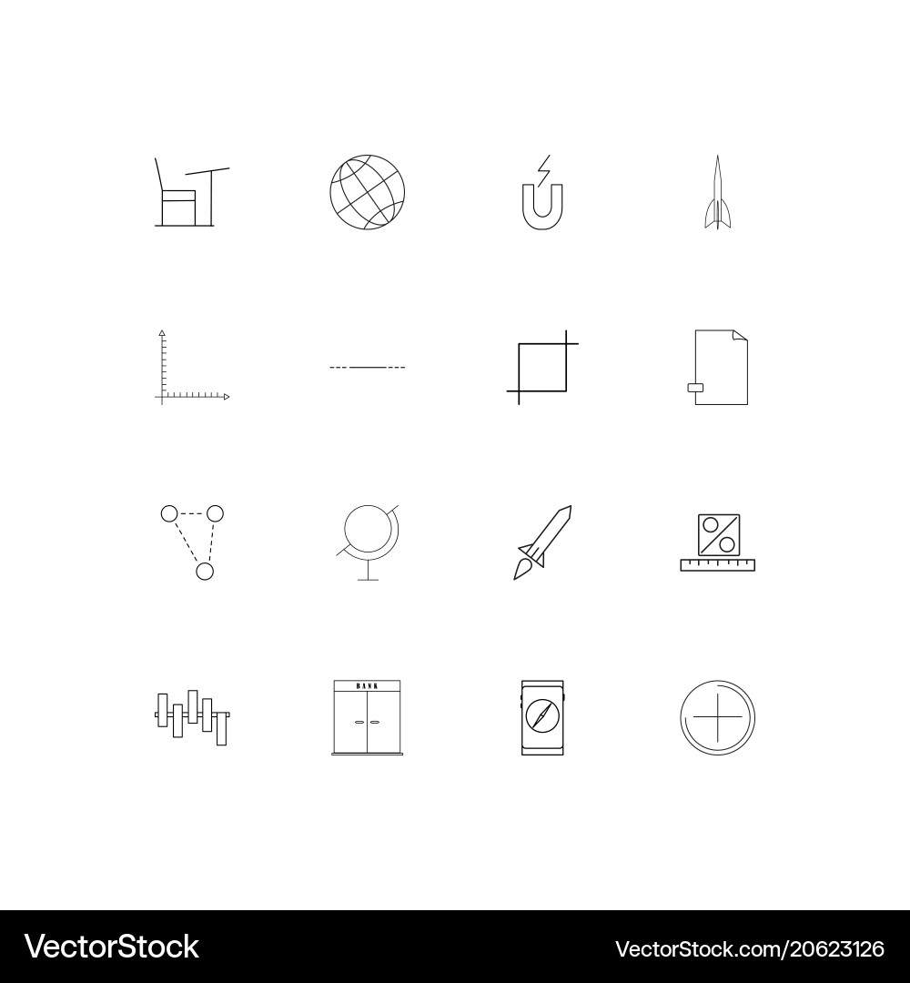 Education and science simple linear icons set vector image