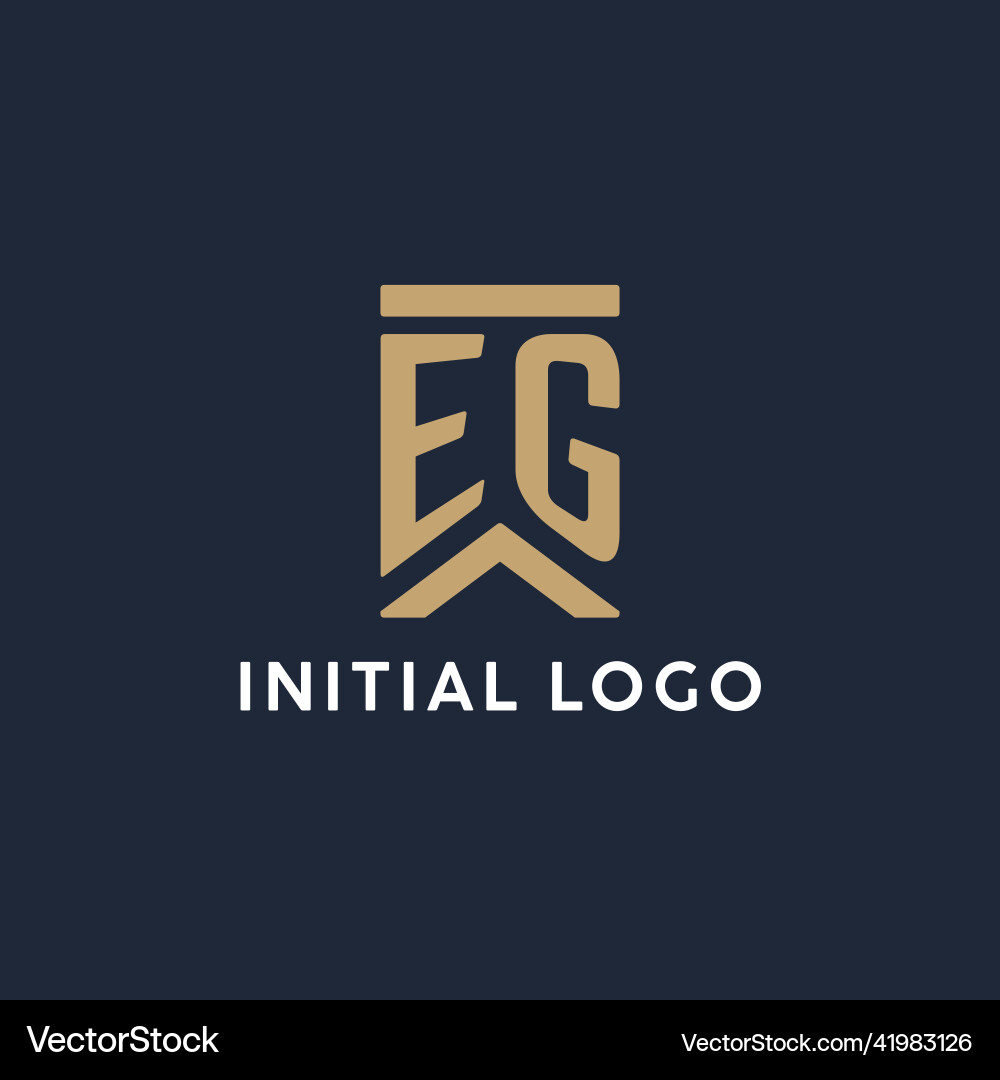 Eg initial monogram logo design in a rectangular Vector Image