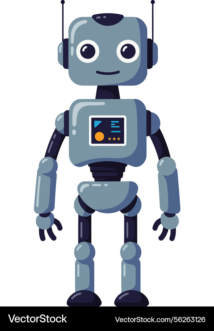 Friendly robot character in flat design smiling Vector Image
