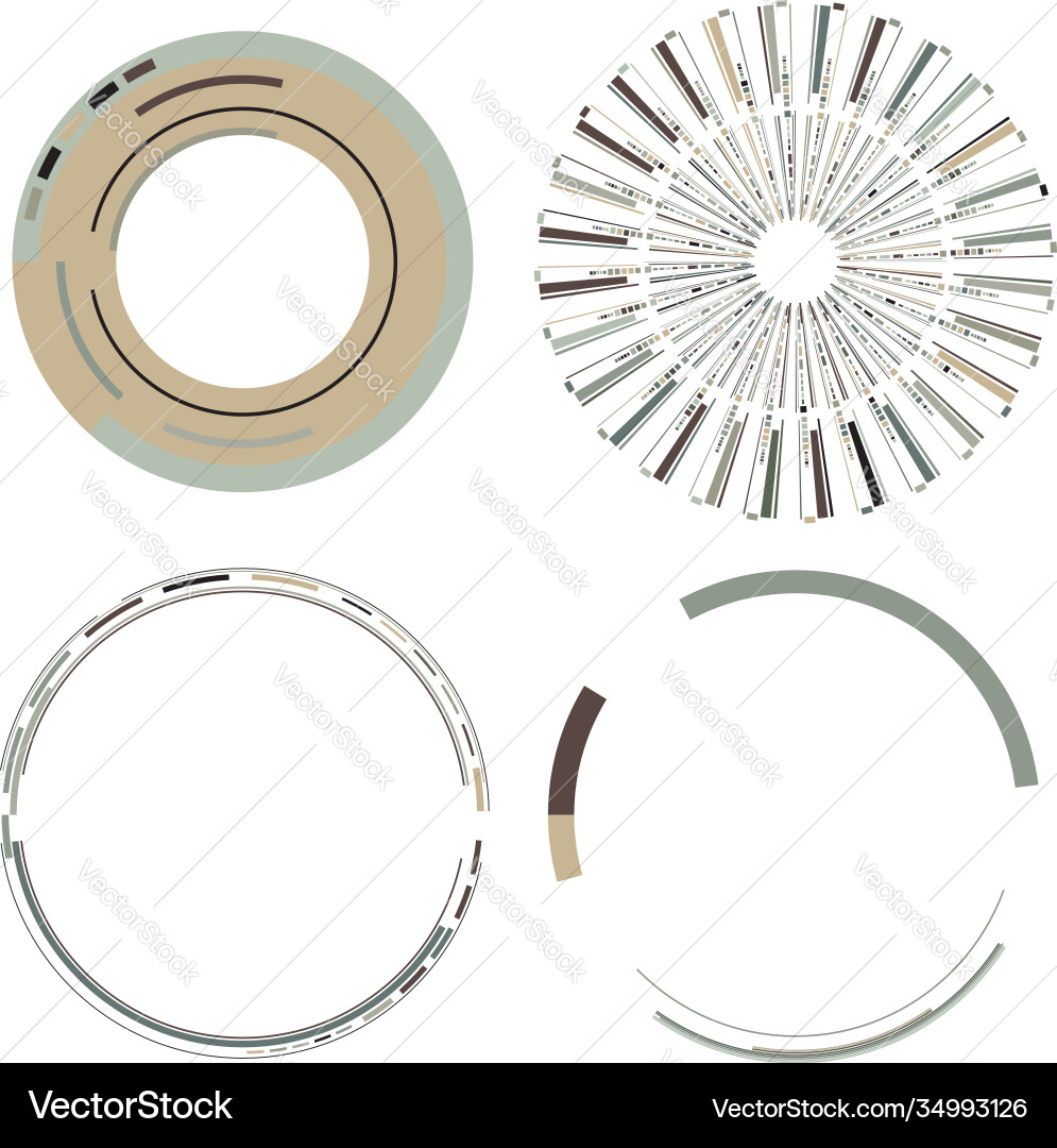 Geometric hud sc-fi gui ui circular elements Geometric hud sc-fi gui ui circular elements vector image