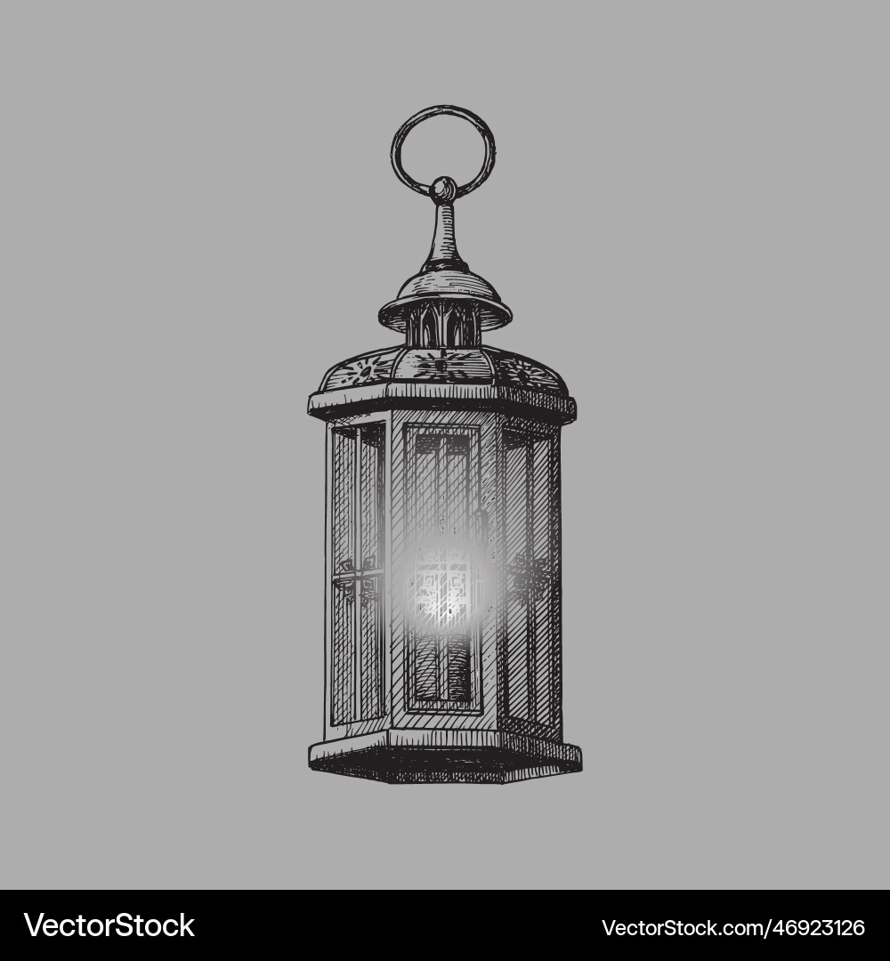 Lantern sketch drawn old lamp Lantern sketch drawn old lamp vector image