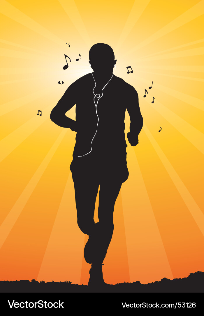 Man Running in Sunset vector image