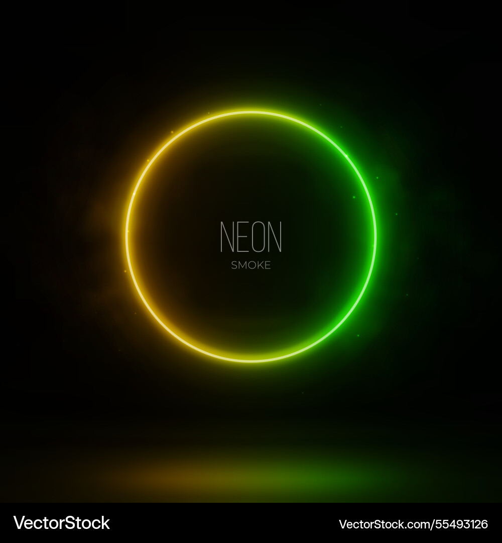 Neon grün gelb Gradientenkreis mit Rauch Neon grün gelb Gradientenkreis mit Rauch vektorbild