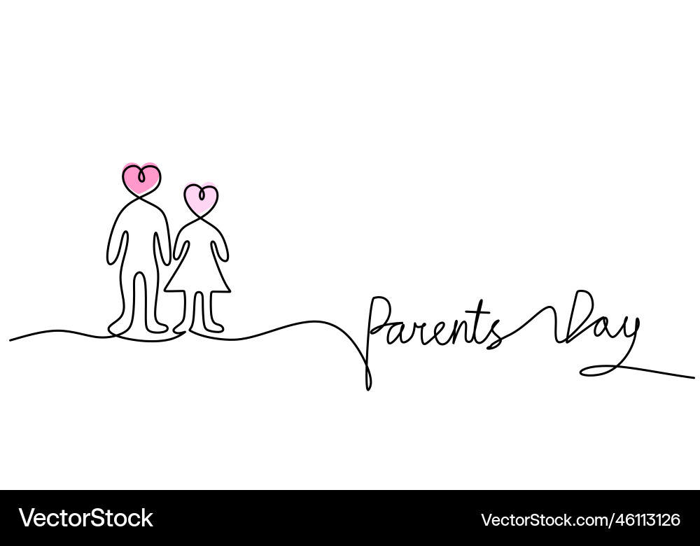 One continuous single line of happy parent global Vector Image