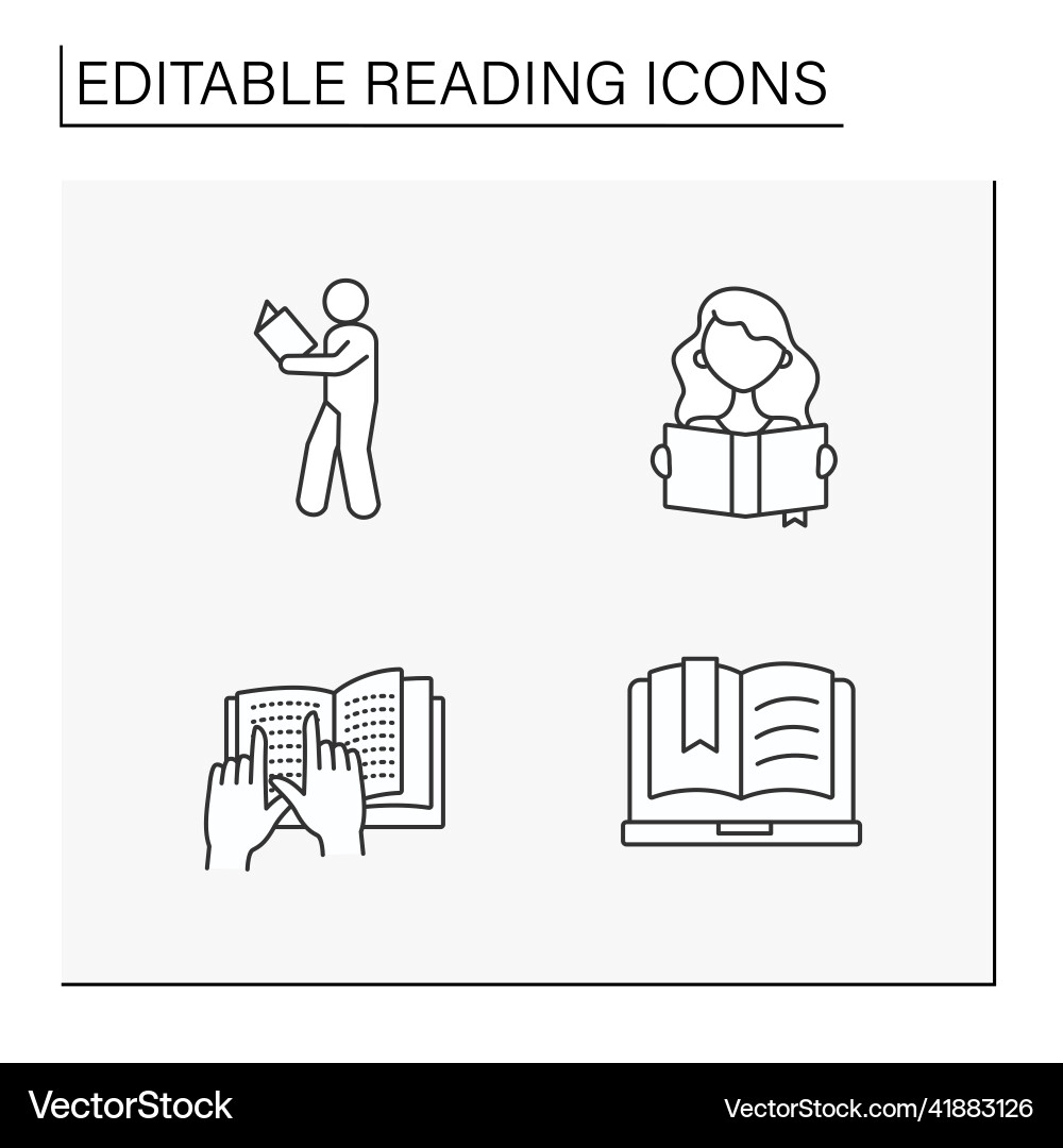 Reading line icons set Vector Image