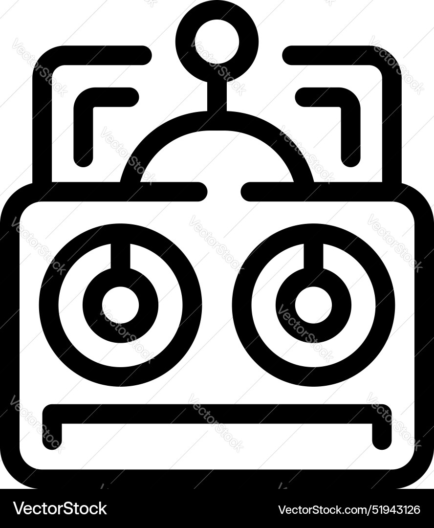 Robot operating a control panel with buttons Robot operating a control panel with buttons vector image
