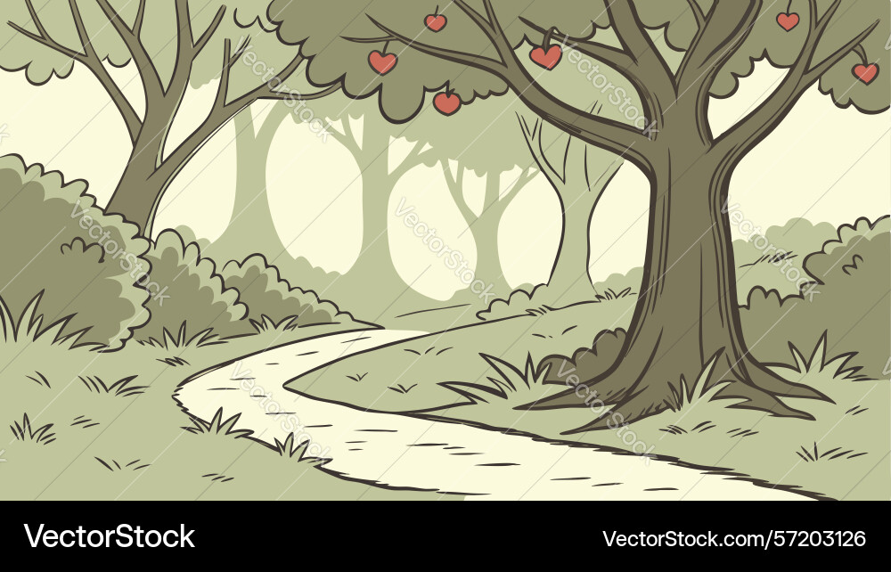 Serene forest path landscape design generative ai Vector Image