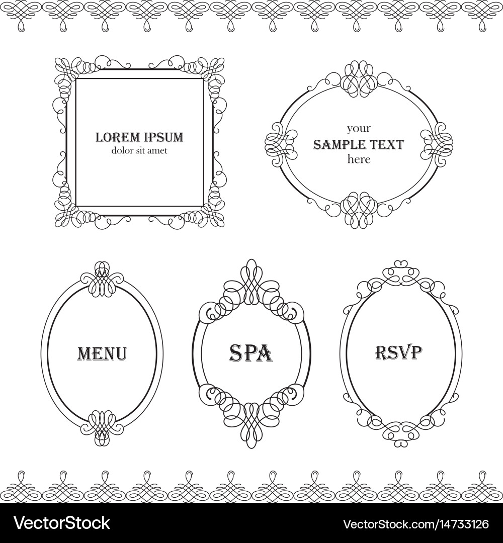 Set collection of boredrs frames with sample text Vector Image