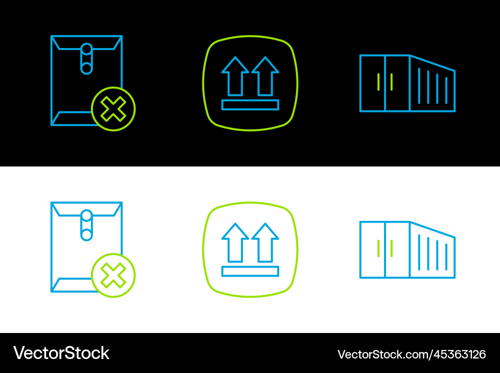 Set line container delete envelope and this side vector image