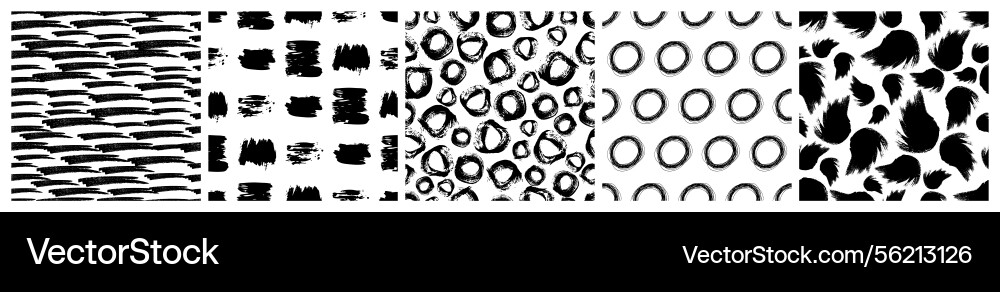 Set of seamless patterns with scribble smears vector image