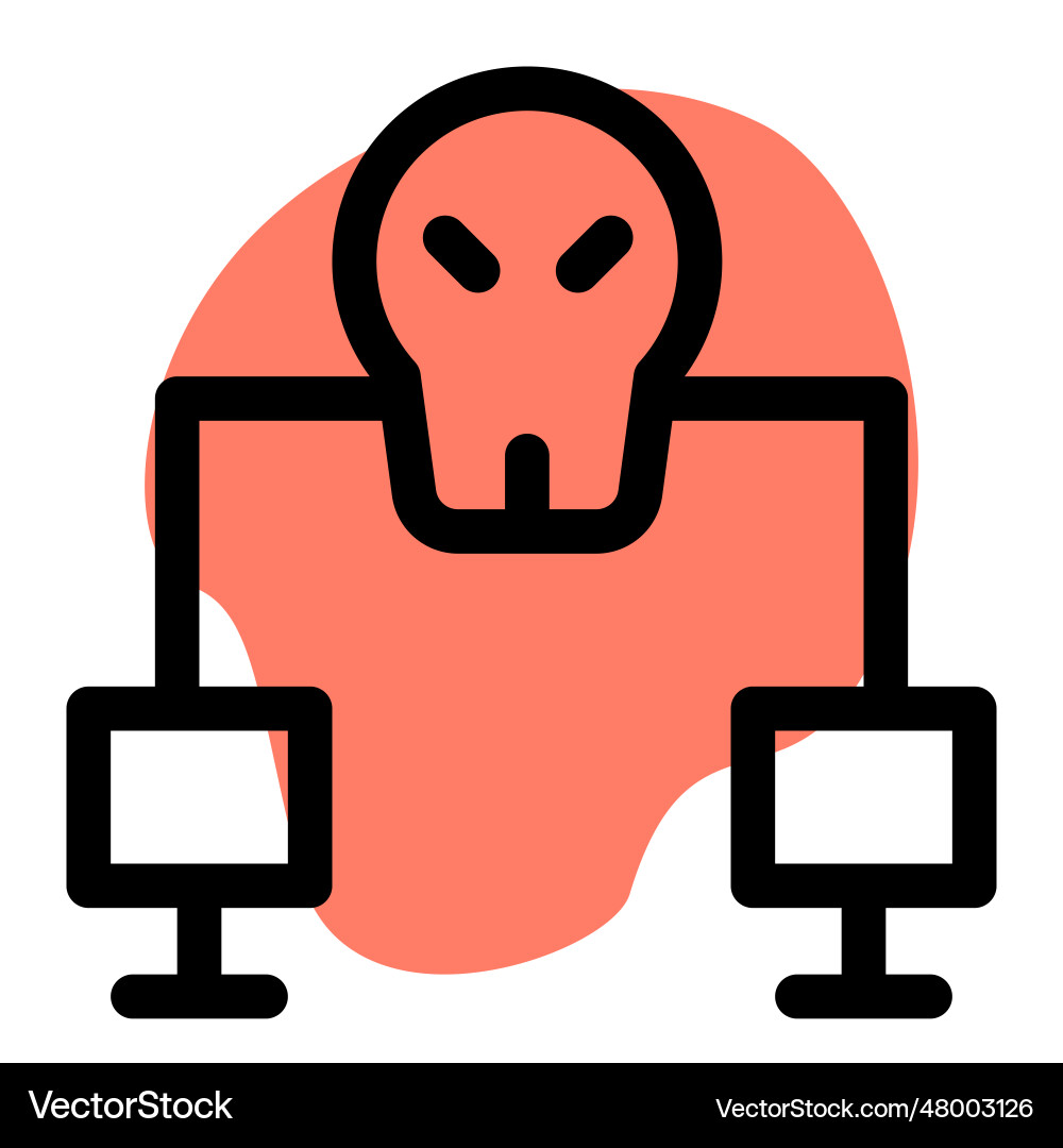 Skull corrupting network between systems Vector Image