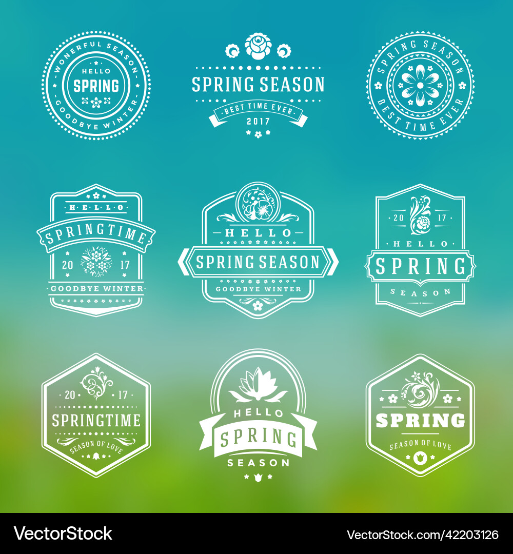 Spring typographic badges design set vector image