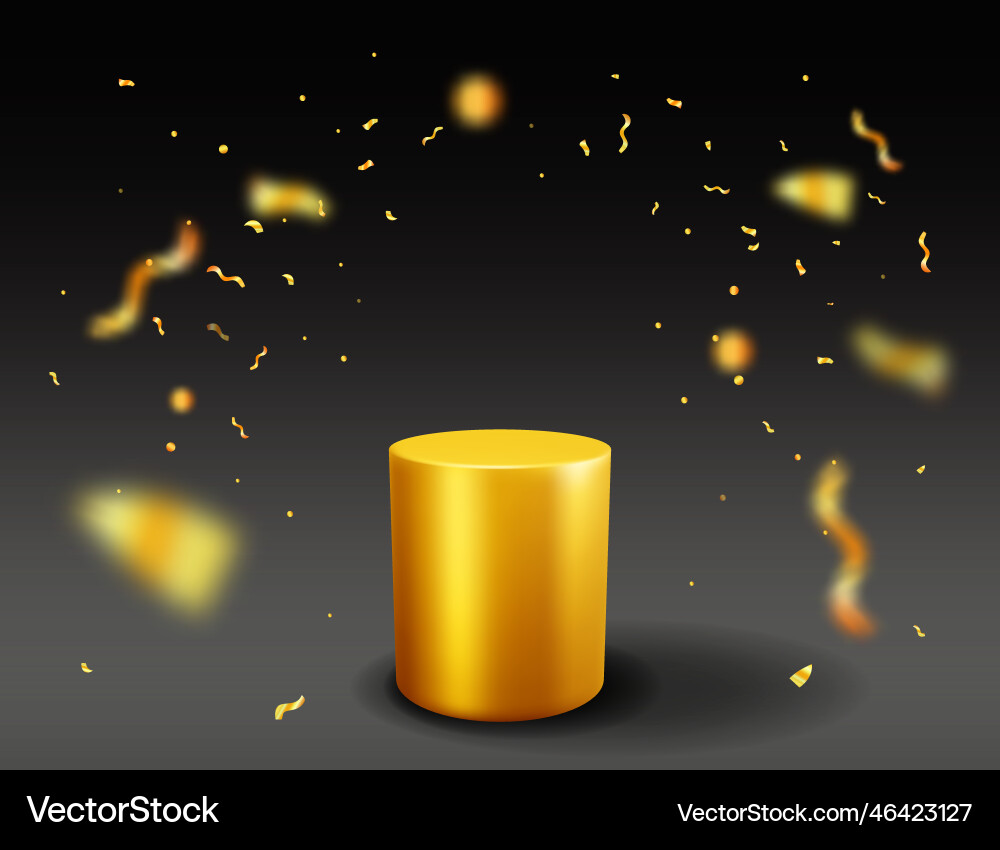 3d Gold Podium mit Konfetti auf schwarzem Hintergrund 3d Gold Podium mit Konfetti auf schwarzem Hintergrund vektorbild