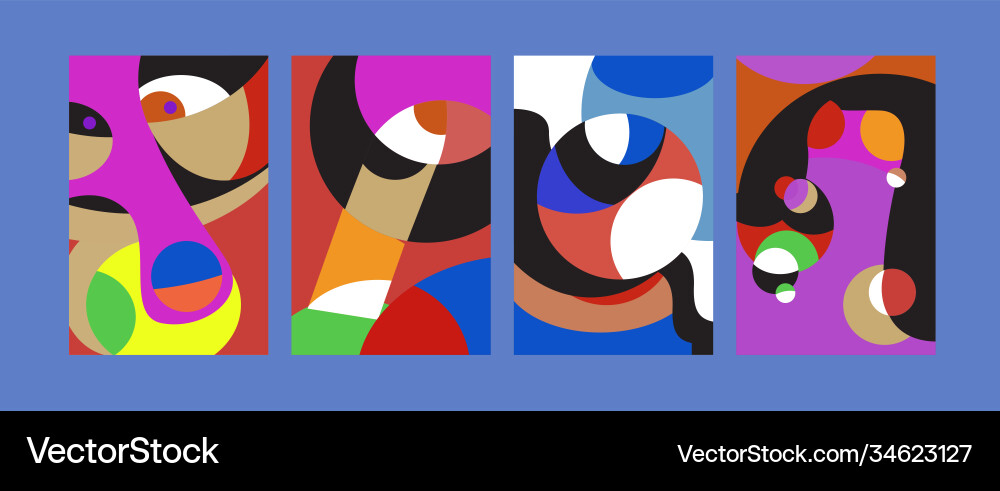Abstract colorful geometric and curvy pattern Vector Image