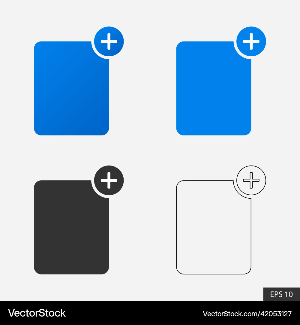 Add page icon or document symbol set Add page icon or document symbol set vector image