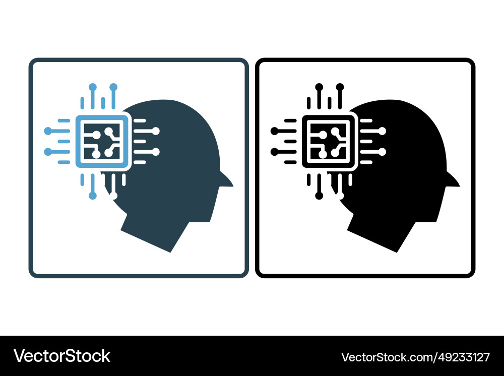 Artificial intelligence icon head and cpu Artificial intelligence icon head and cpu vector image