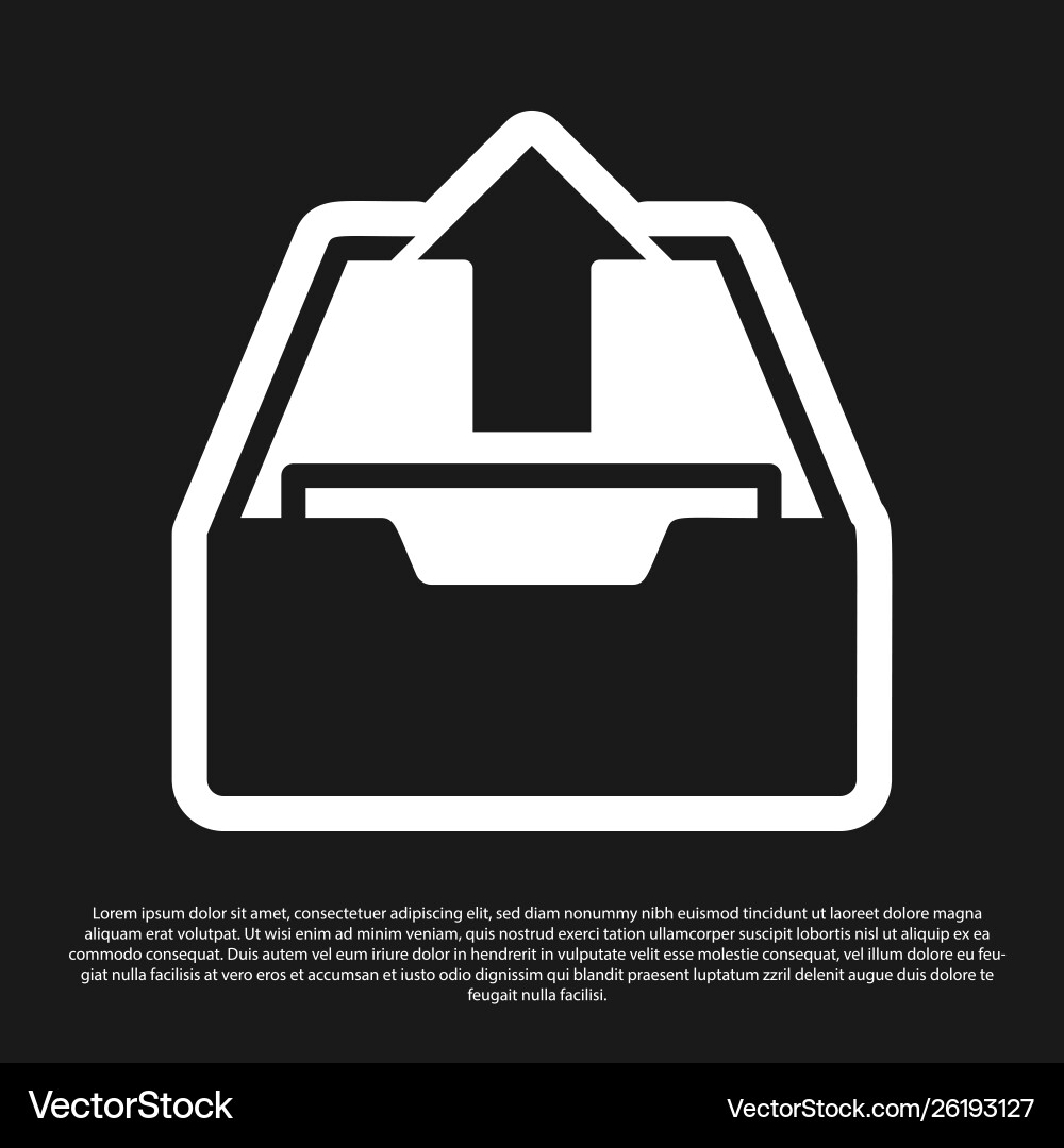Black upload inbox icon isolated on Black upload inbox icon isolated on vector image