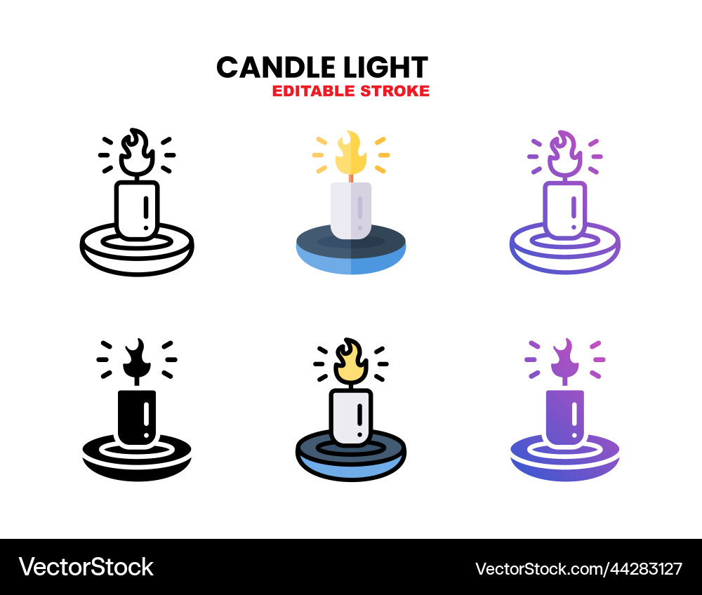 Candle light icon set with different styles Candle light icon set with different styles vector image