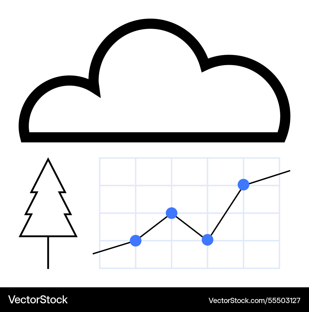 Cloud computing with growth chart Vector Image