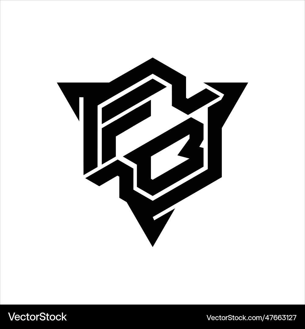 Fb logo monogram hexagon shape with triangle Fb logo monogram hexagon shape with triangle Vector Image